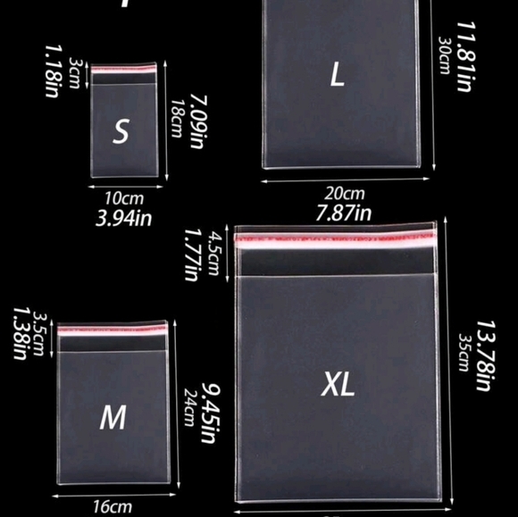 ✨️🤍 100 13"x 9" piece  clear plastic giftbag/ shipping supplies  ✨️🤍 - Picture 2 of 4